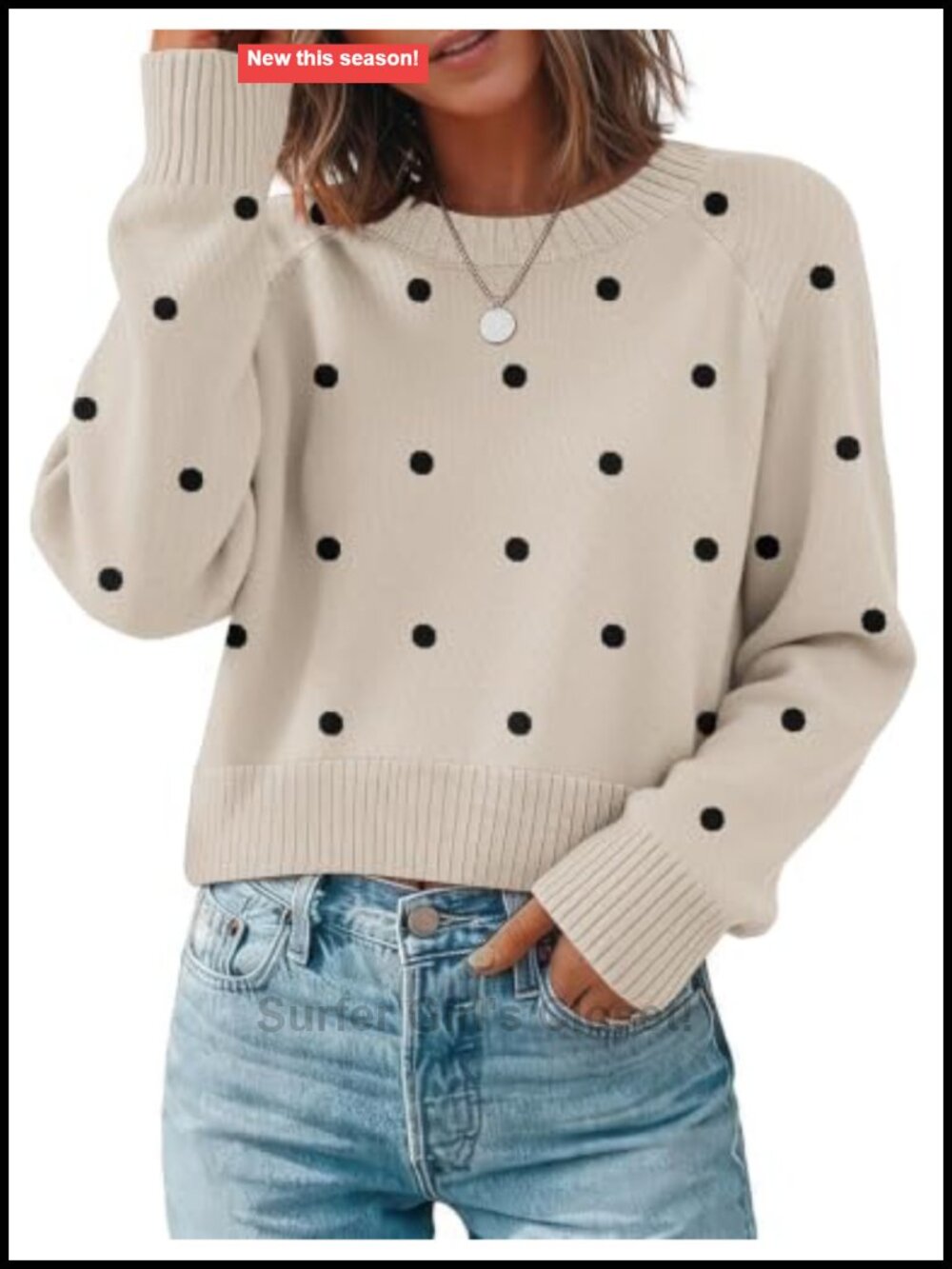 Cropped Crewneck Sweater Long Sleeve Knit Pullover Fall Winter Top